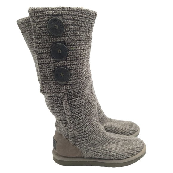 UGG Shoes - UGG Australia Boots Womens 6 Tall Gray Knit Cardy  S/N 5819 Sheepskin